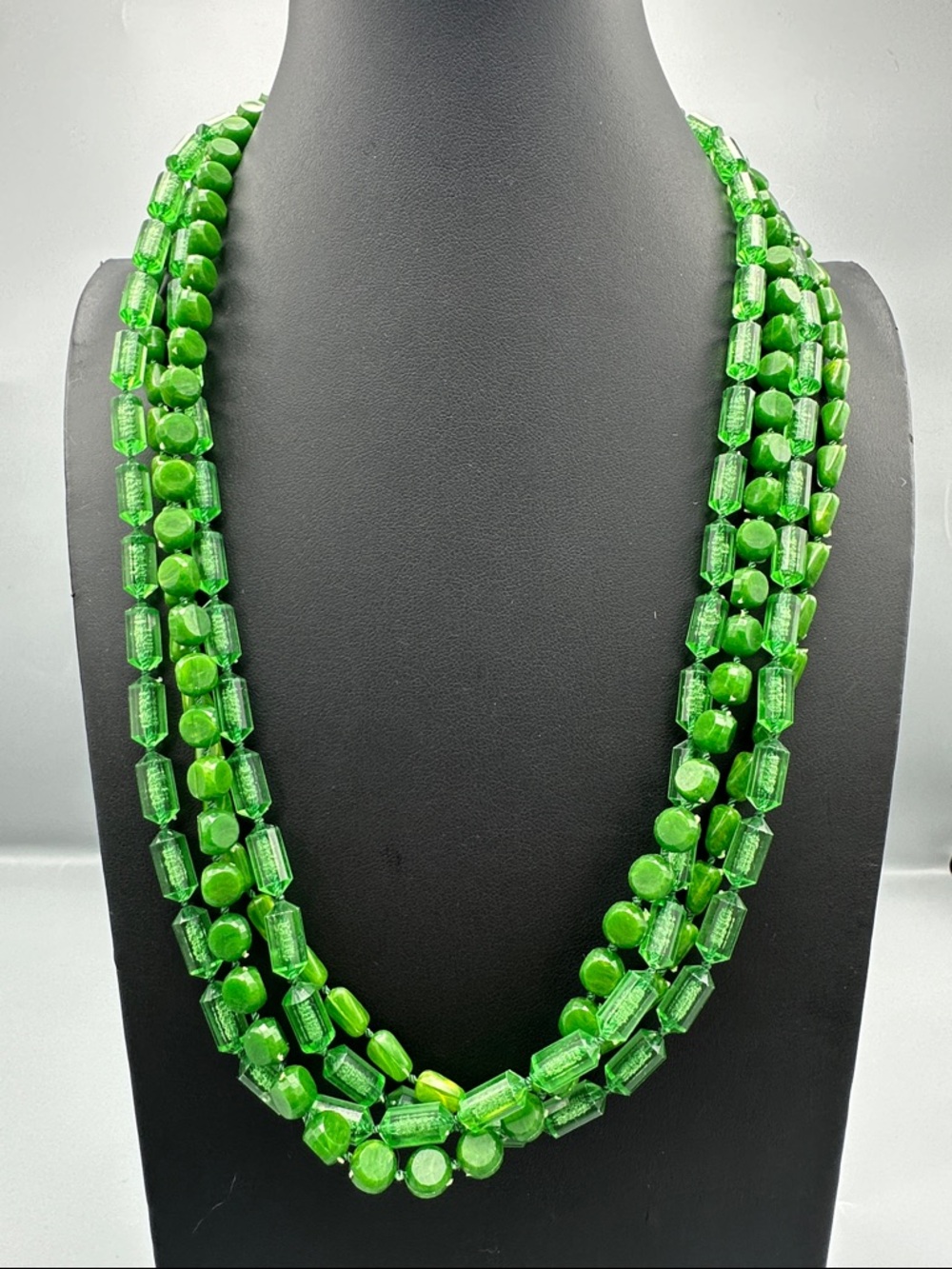 Vintage Green Multi-Strand Bead Necklace
